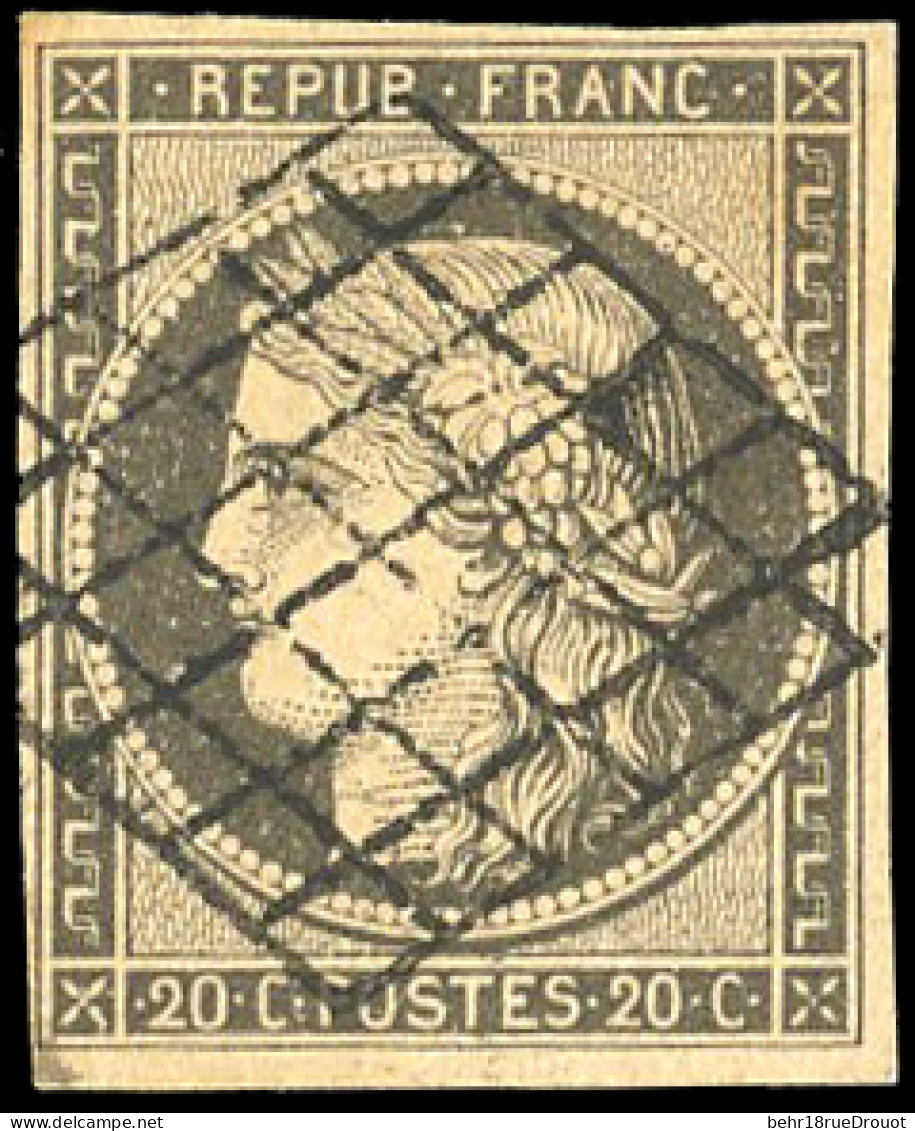 Obl. 3i - 20c. Gris S/jaune. Obl. Grille. SUP. - 1849-1850 Cérès