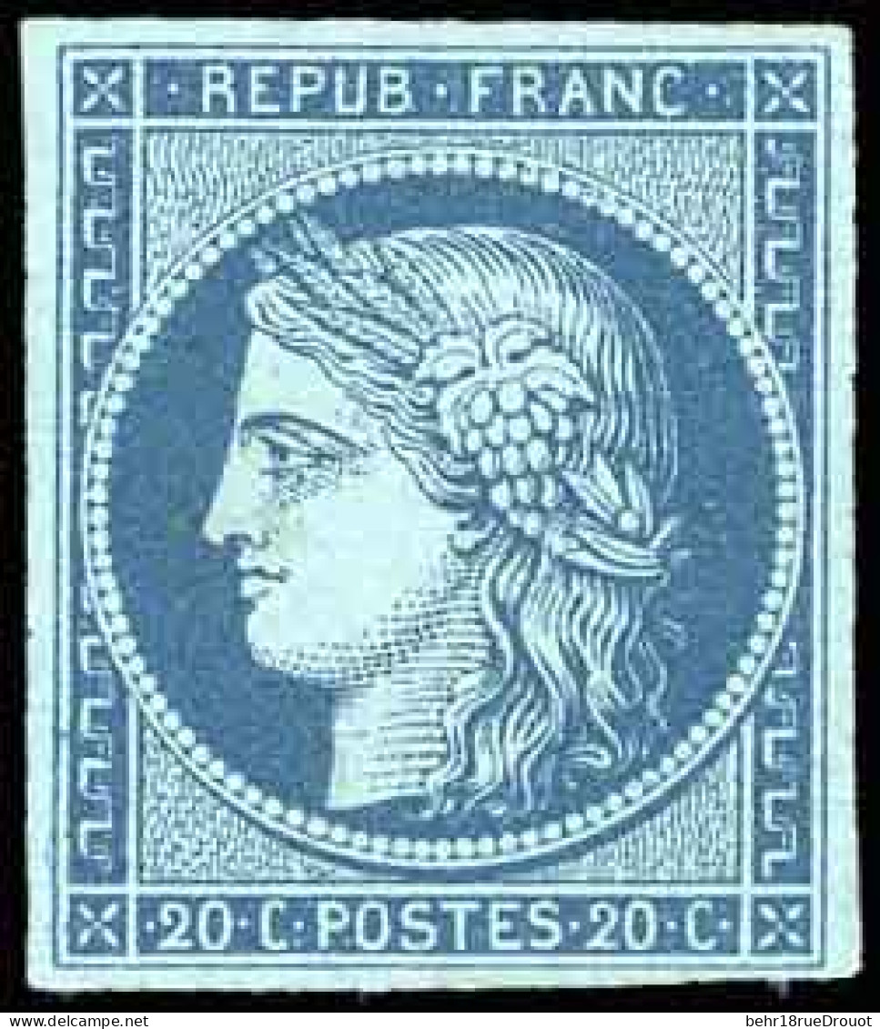 (*) 4 - Essai 20c. Bleu S/papier Bleu Foncé. SUP. - 1849-1850 Cérès