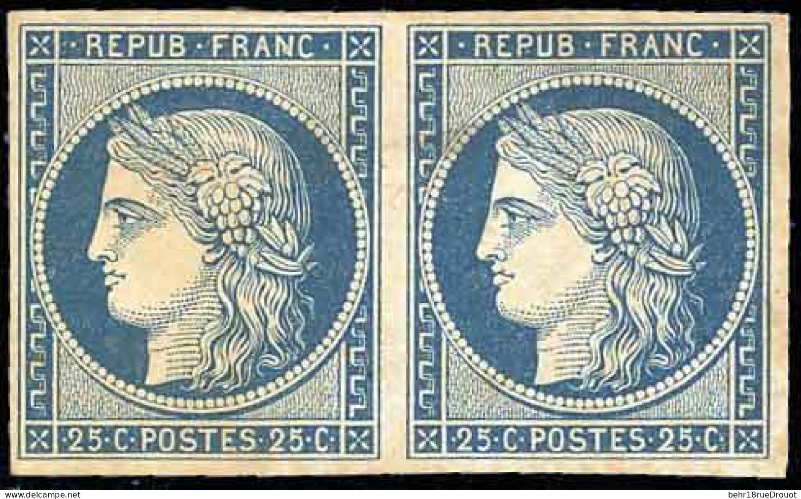 (*) 4 - Essai 25c. Bleu S/papier Légèrement Teinté. B. - 1849-1850 Cérès