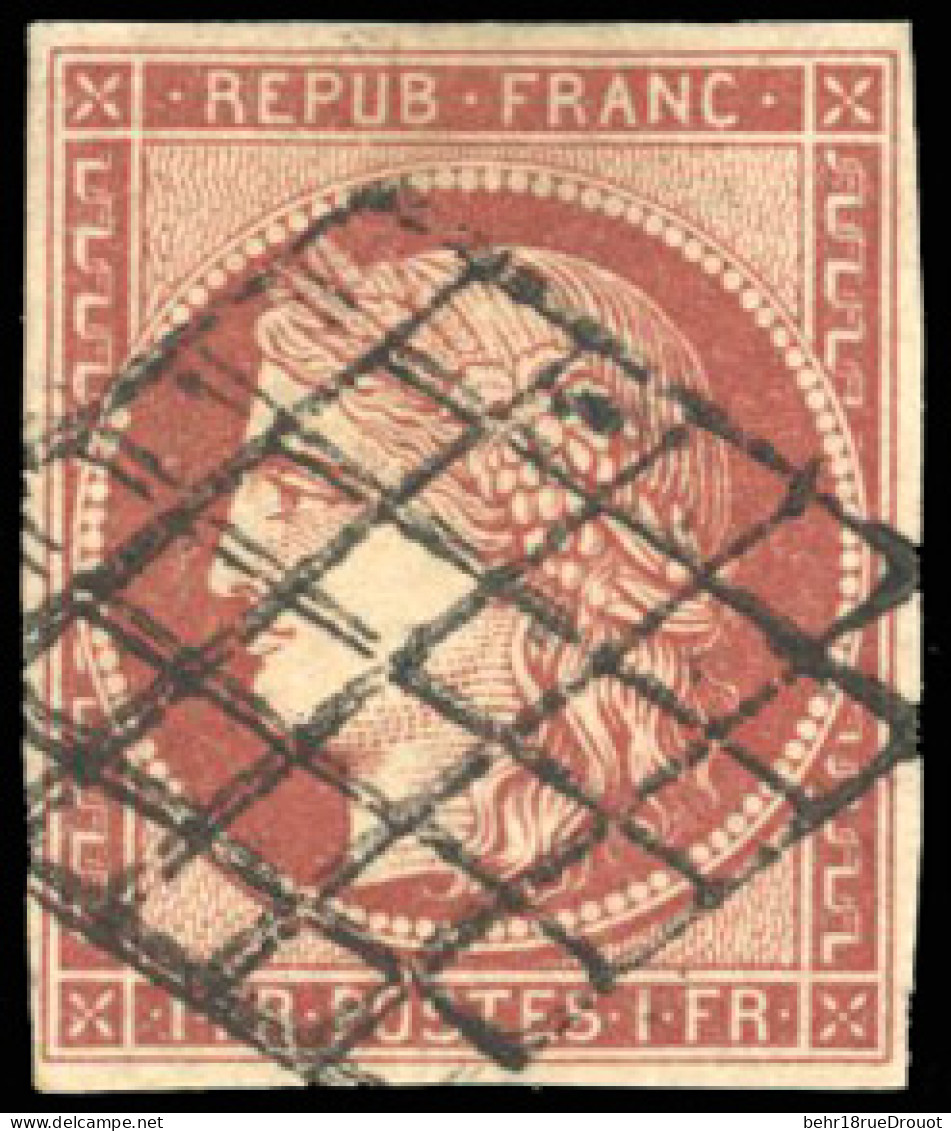 Obl. 6A - 1F. Rouge-brun. Nuance Foncée. Obl. TB. - 1849-1850 Cérès