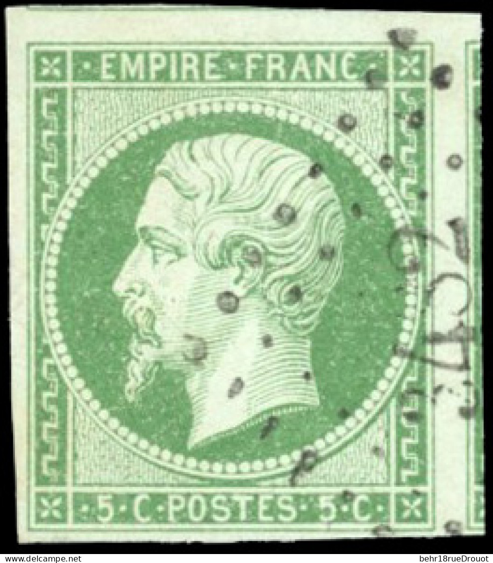 Obl. 12 - 5c. Vert. Obl. PC Dégageant L'effigie. 2 Grandes Marges. SUP. - 1853-1860 Napoléon III