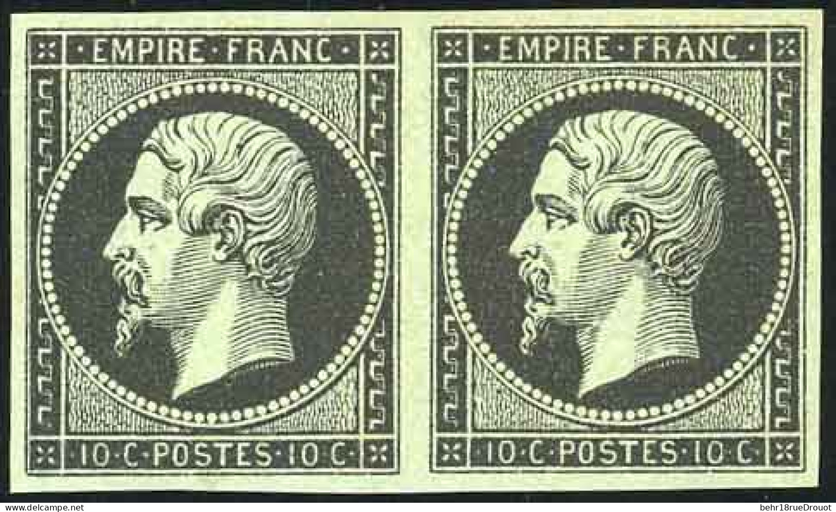 * 13 - Essai Du 10c. Noir S/crème Et En Noir S/vert. TB. - 1853-1860 Napoleon III