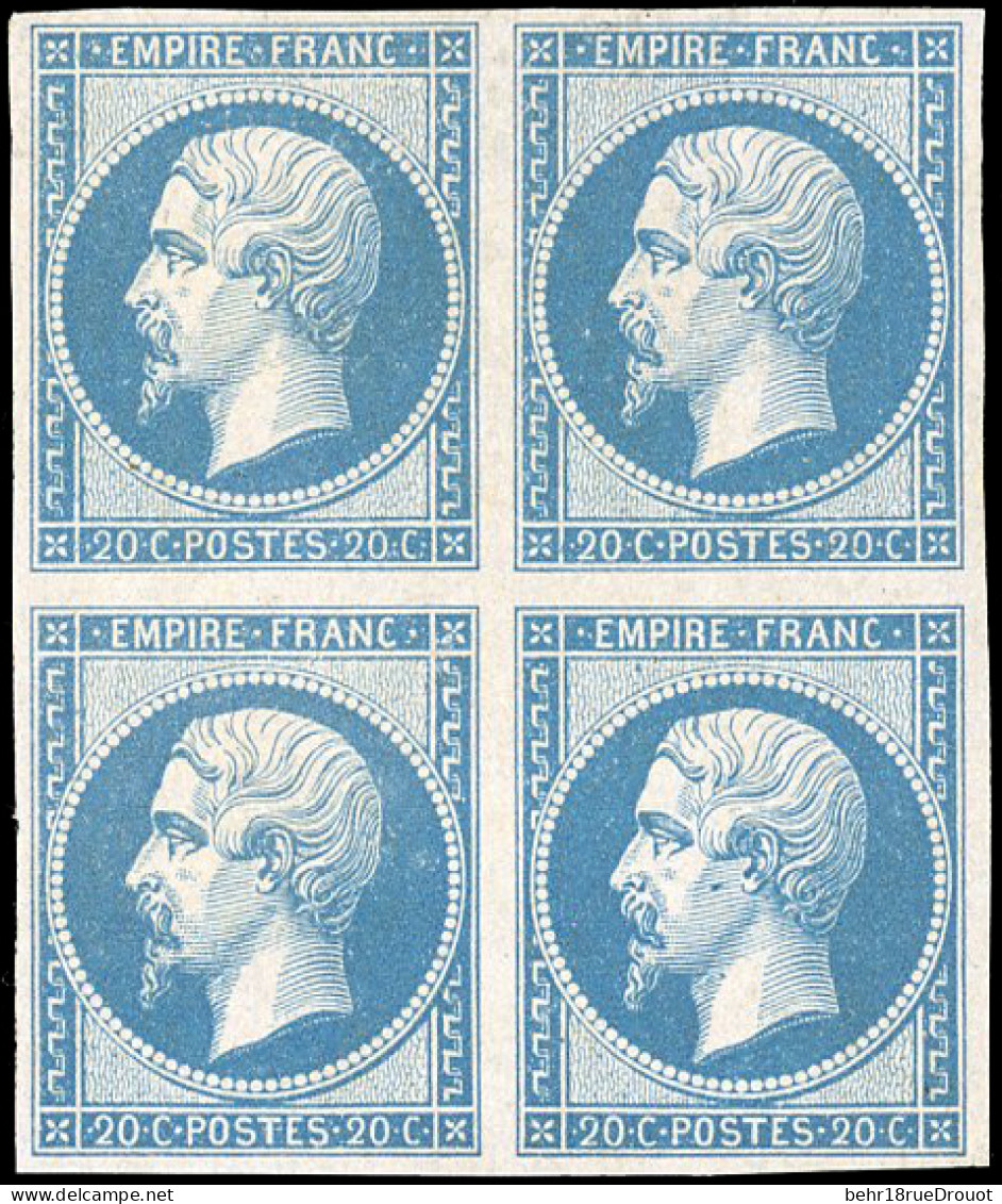 (*) 14B - 20c. Bleu. Bloc De 4. SUP. - 1853-1860 Napoléon III