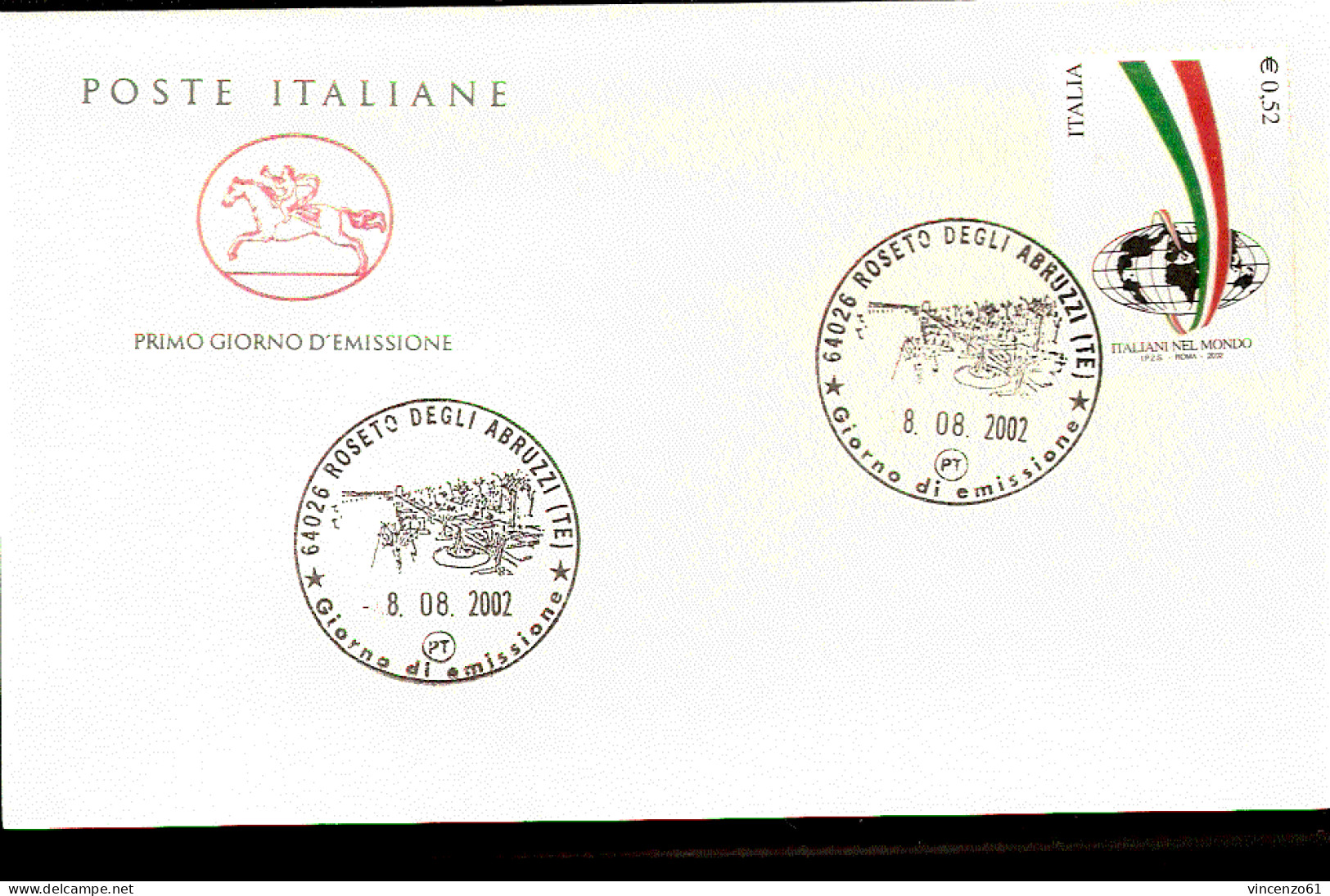 2002 ANNULLO FDC Italiani Nel Mondo. - Other & Unclassified