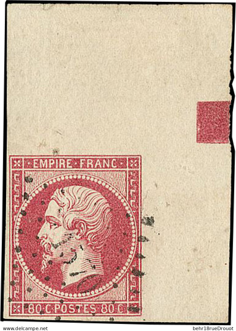 Obl. 17Bg - 80c. Rose Vif. CdeF Avec Carrée De Repère. Obl. Seule Pièce Obl. Vue à Ce Jour. SUP. RRR. - 1853-1860 Napoléon III.