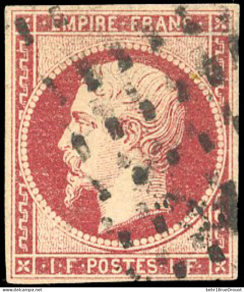 Obl. 18 -  1F. Carmin. Obl. TB. - 1853-1860 Napoleone III