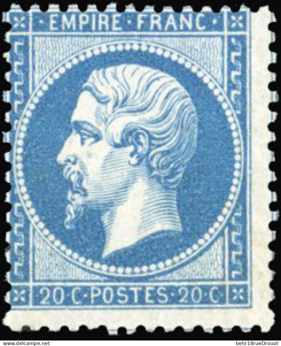 ** 22 - 20c. Bleu. Petites Rousseurs. Décentré. Très Frais. TB. - 1862 Napoléon III