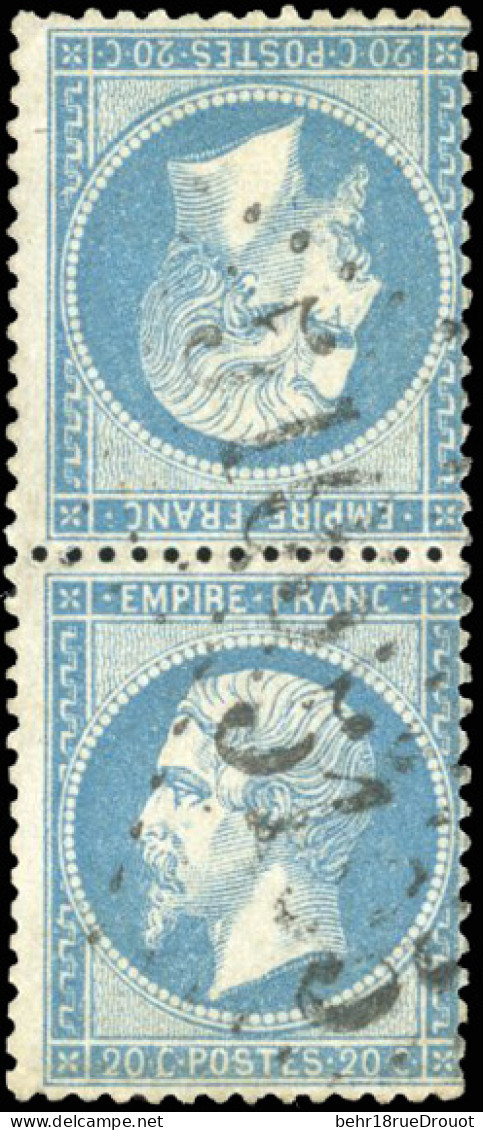 Obl. 22b - Paire Tête-Bêche Du 20c. Bleu. Obl. GC 5105. TB. - 1862 Napoléon III