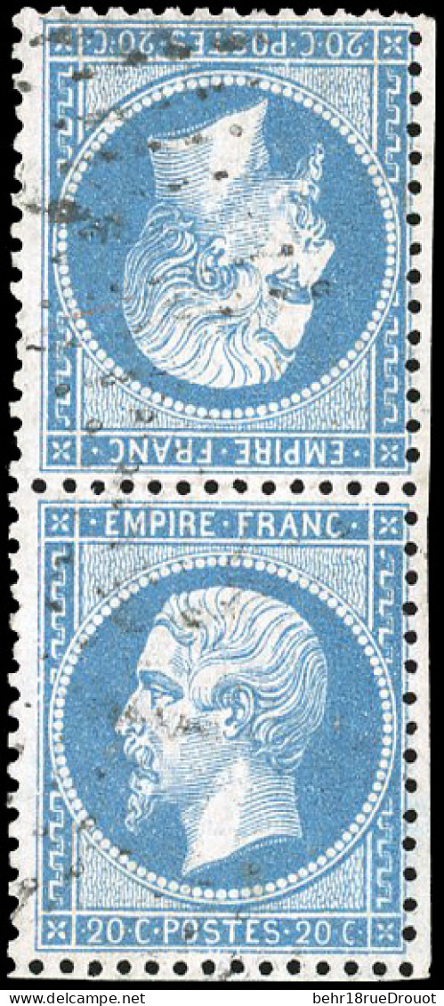 Obl. 22b - Paire Tête-Bêche Du 20c. Bleu. Obl. Légère. TB. - 1862 Napoléon III