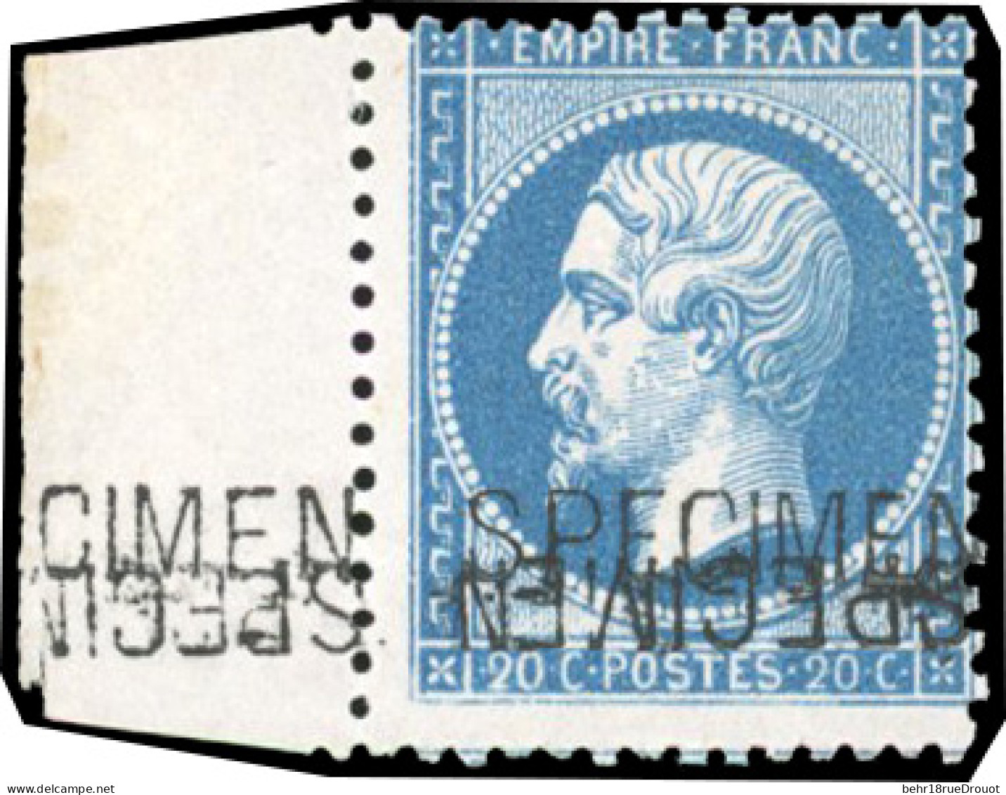 * 22d - 20c. Bleu. Double Surcharge SPECIMEN Dont Une Renversée. BdeF. SUP. - 1862 Napoléon III