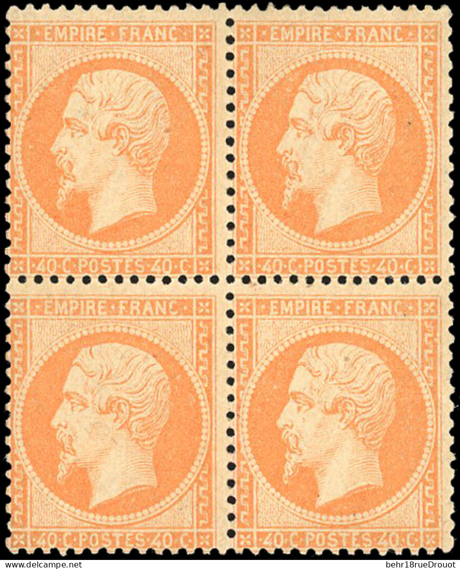 * 23 - 40c. Orange. Bloc De 4. Paire Inférieure **. Centrage Habituel. TB. - 1862 Napoléon III