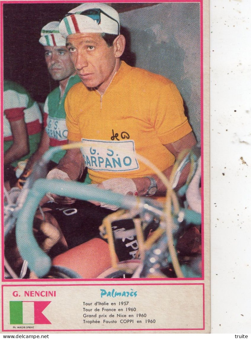 G. NENCINI + PALMARES - Cyclisme