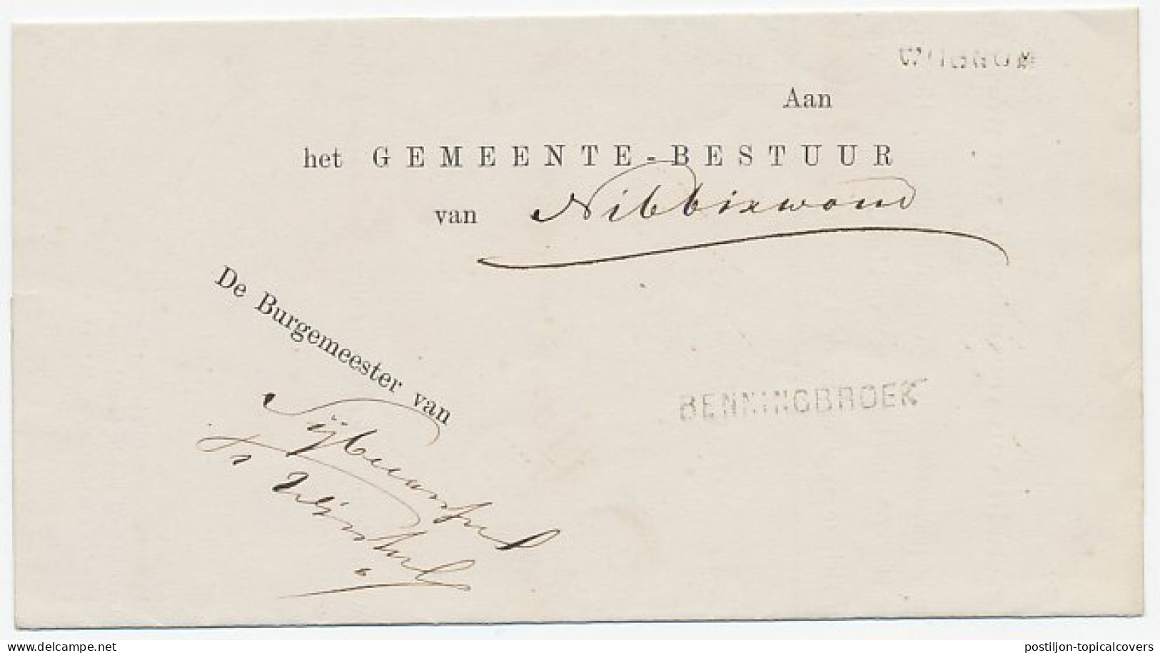 Naamstempel Benningbroek - Wognum 1882 - Lettres & Documents