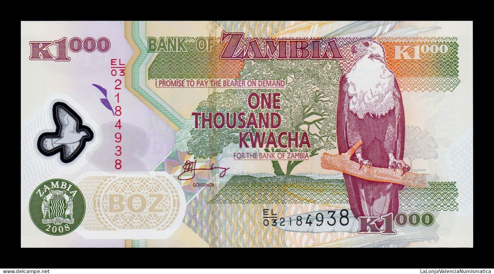 Zambia 1000 Kwacha 2008 Pick 44f Polymer Sc Unc - Zambia