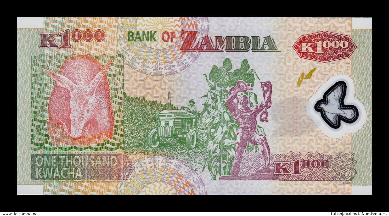 Zambia 1000 Kwacha 2008 Pick 44f Polymer Sc Unc - Zambia