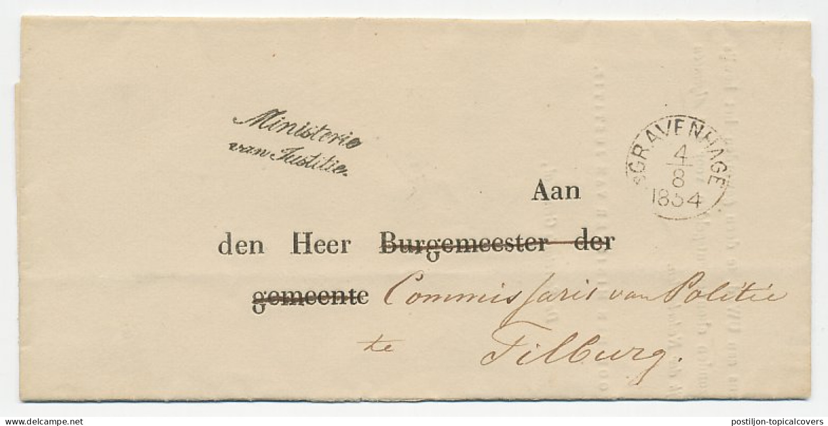 Den Haag (stempelkleur Zwart ) - Tilburg 1854 - ...-1852 Prephilately