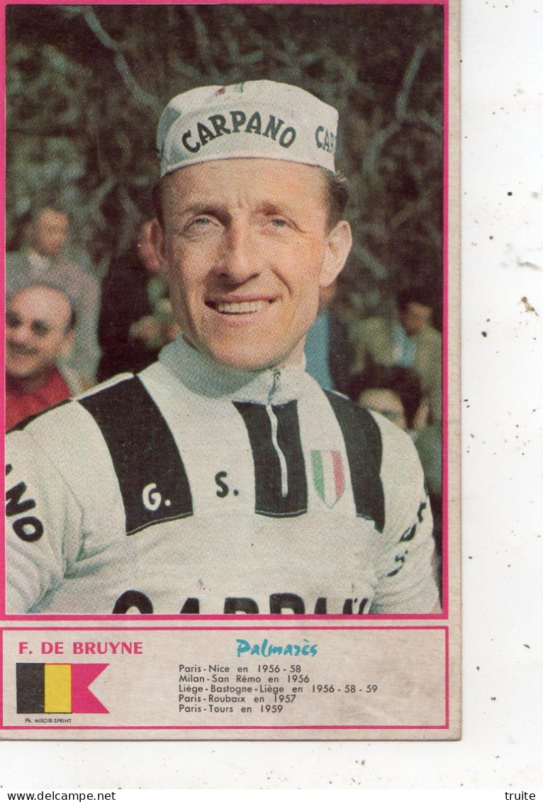 F. DE BRUYNE    + PALMARES - Cyclisme