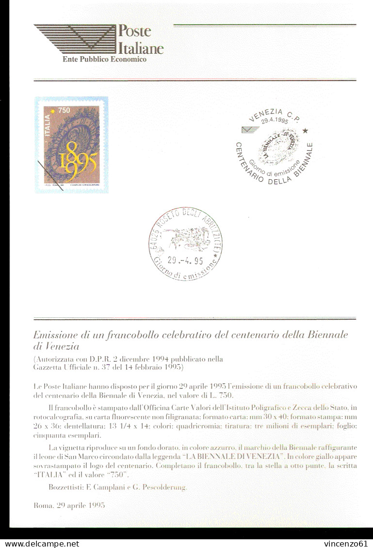 1995 Bollettino Centenario Della Biennale Di Venezia. - Andere & Zonder Classificatie