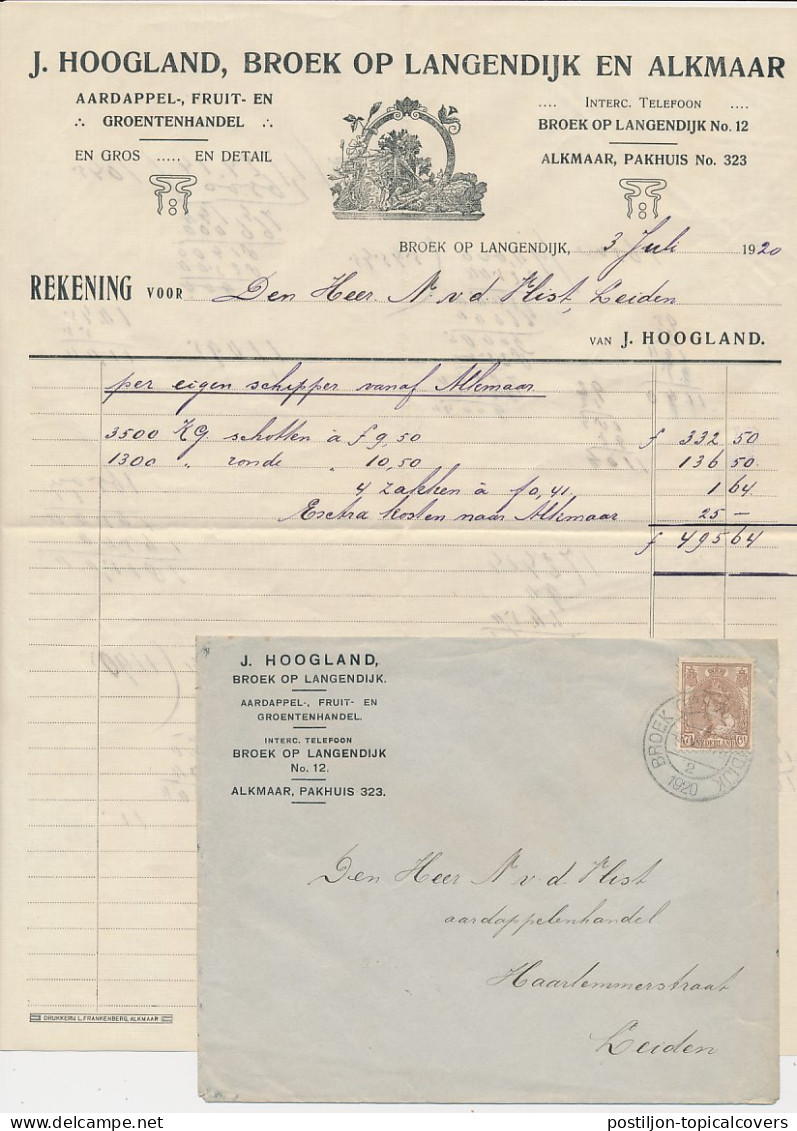 Envelop / Nota Broek Op Langendijk 1920 - Fruit- Groentenhandel - Nederland