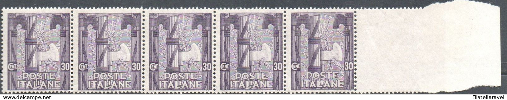 Regno - 1923 - Marcia su Roma - Lotticino con varietà (alcuni valori presentano spostamenti di dentellatura).