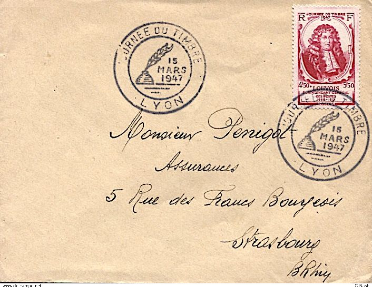 Journée Du Timbre - Lyon Le 15 Mars 1947 - Temporary Postmarks