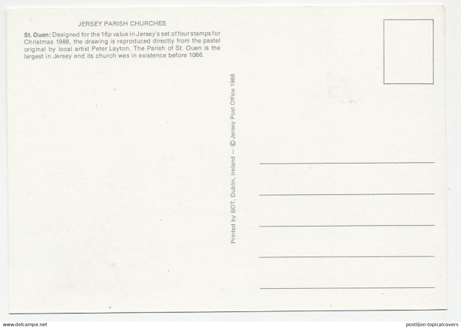 Maximum Card Jersey 1988 Parish Church - Eglises Et Cathédrales