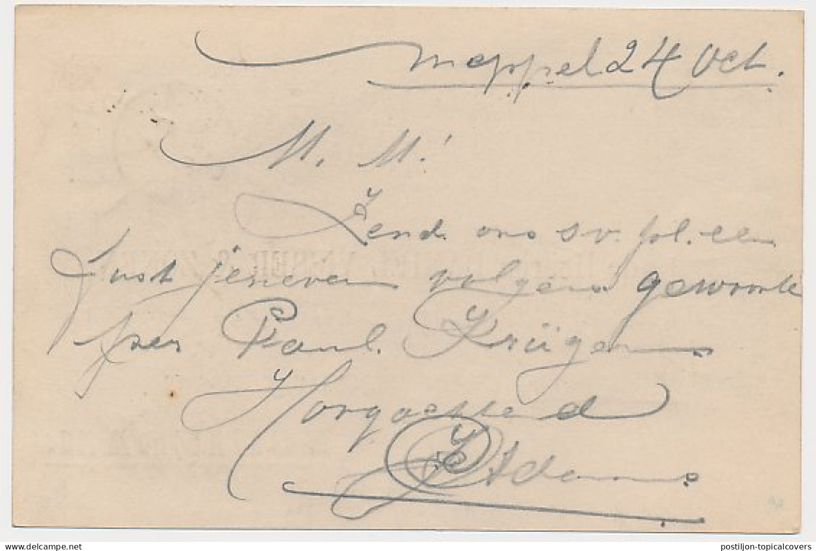 Meppel - Trein Kleinrondstempel Groningen - Zutphen B 1890 - Cartas & Documentos