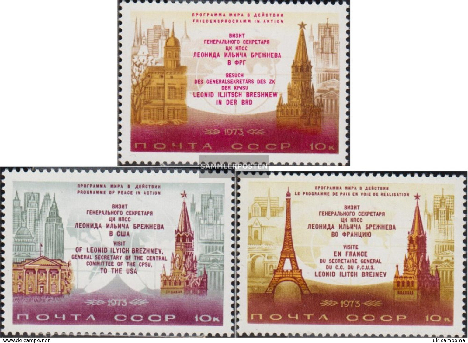 Soviet Union 4143-4145 (complete Issue) Unmounted Mint / Never Hinged 1973 State Visits Brezhnev - Unused Stamps