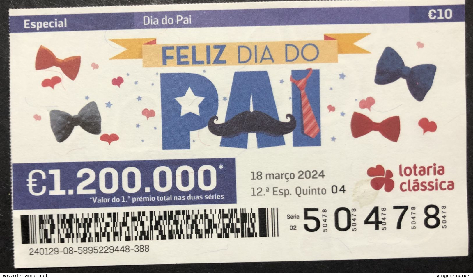 116 P,  Lottery Tickets, Portugal, « DIA DO PAI », « FATHER'S DAY », 2024 - Billetes De Lotería