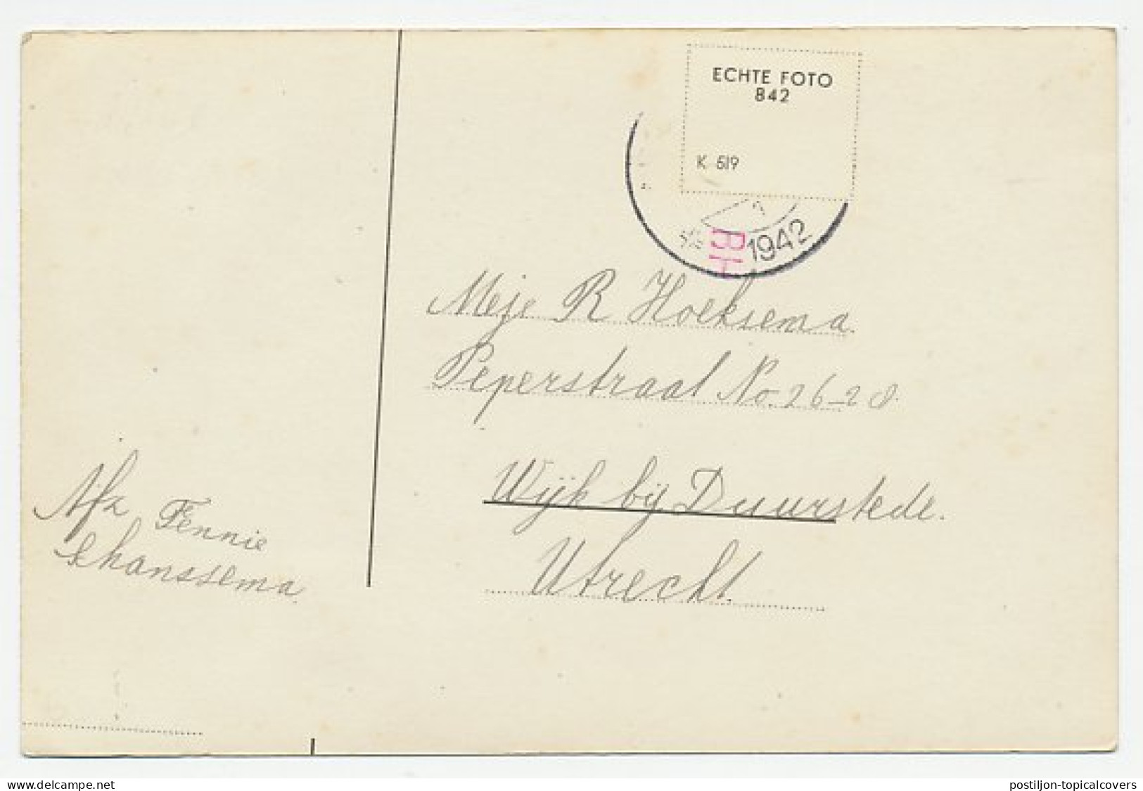 Prentbriefkaart Postkantoor Appingedam 1942 - Other & Unclassified