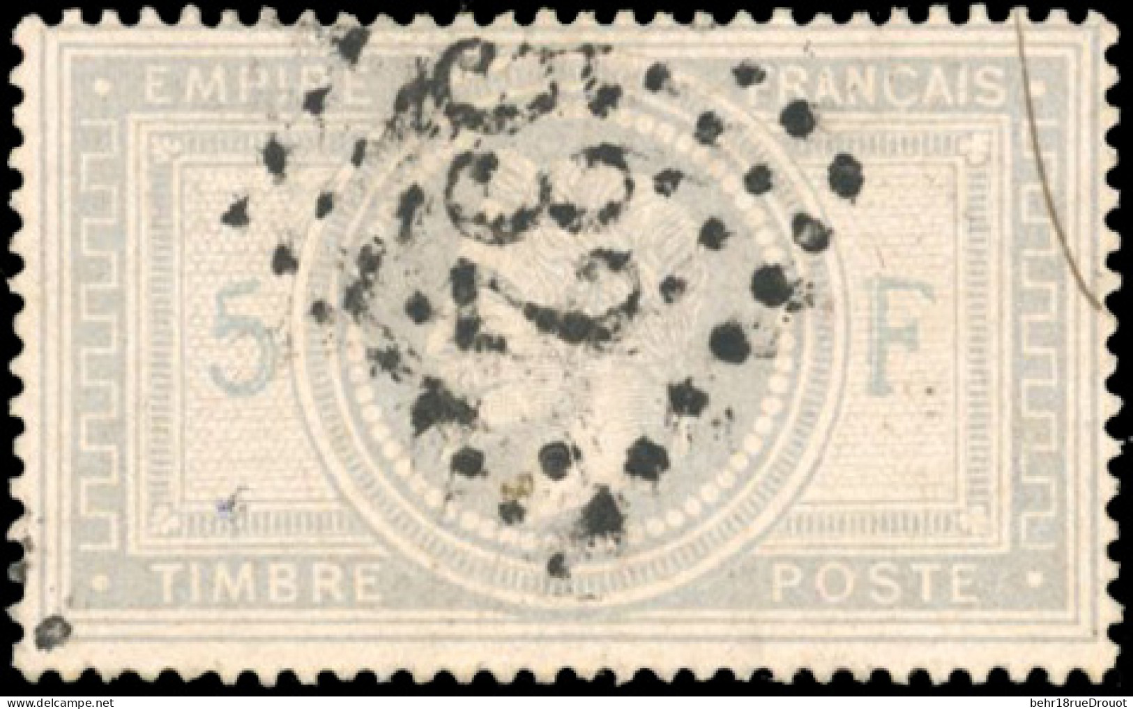 Obl. 33 - 5F. Violet-gris. Obl. Centrale GC 532. B. - 1863-1870 Napoléon III Con Laureles