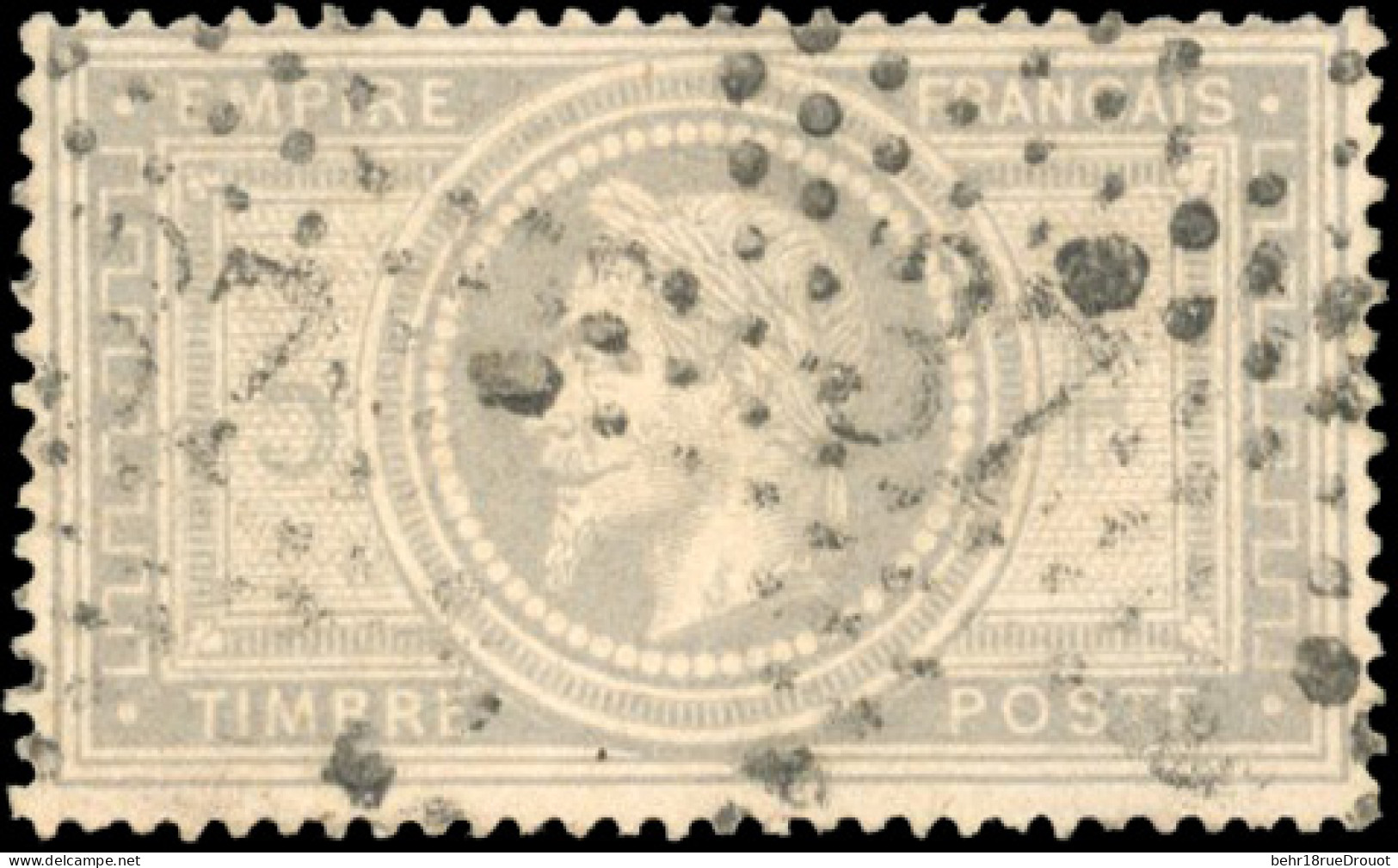 Obl. 33 - 5F. Violet-gris. Obl. étoile 37. B. - 1863-1870 Napoléon III Con Laureles