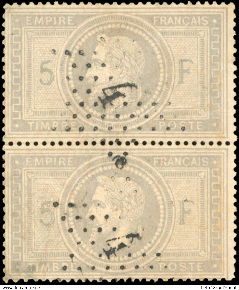 Obl. 33 - Paire Du 5F. Violet-gris. Obl. Centrale étoile 4. TB. - 1863-1870 Napoléon III Lauré