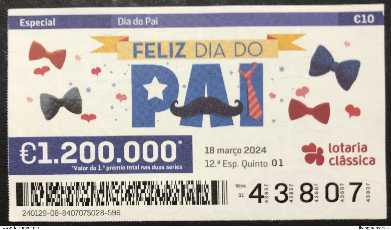 116 P,  Lottery Tickets, Portugal, « DIA DO PAI », « FATHER'S DAY », 2024 - Billets De Loterie