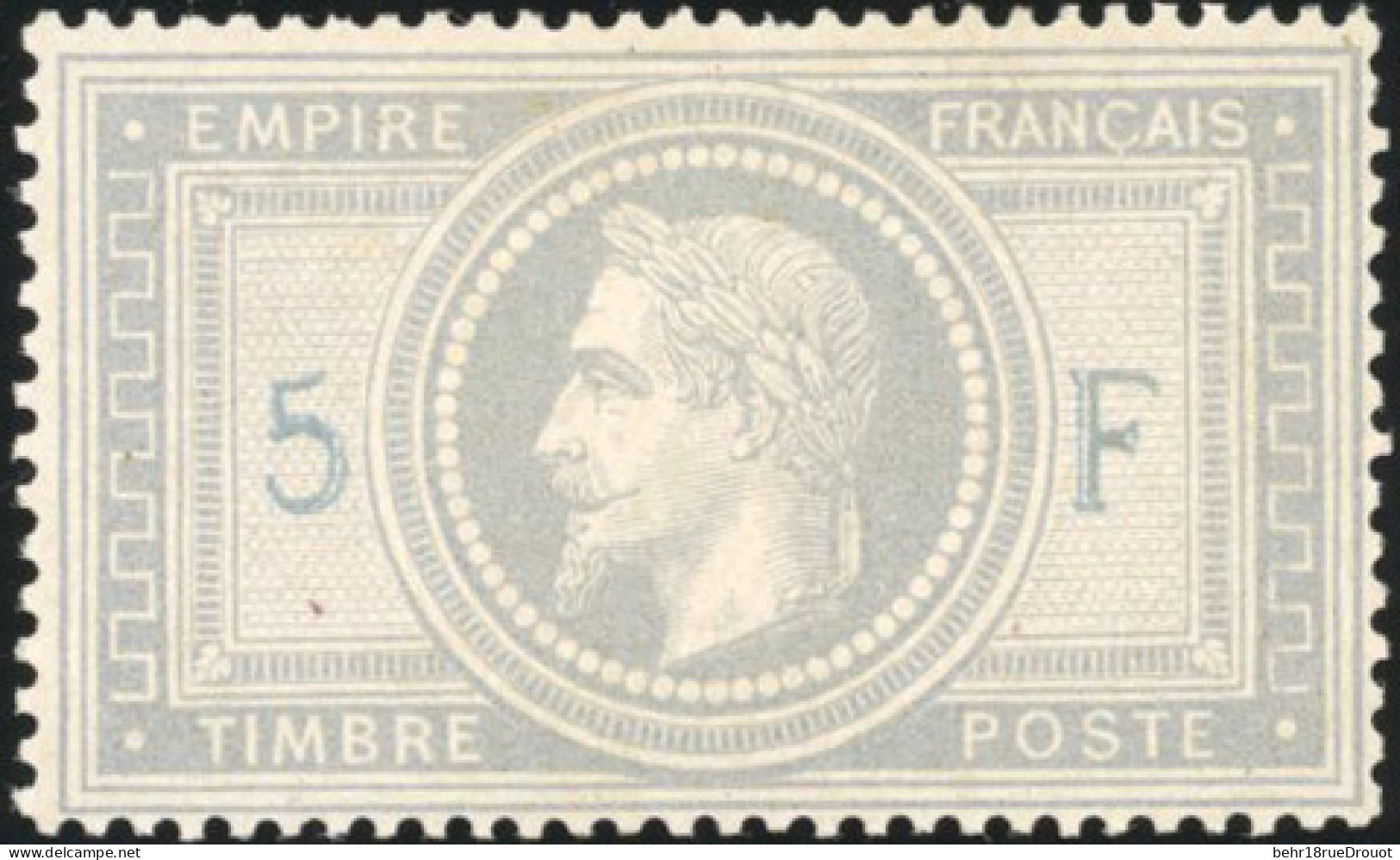 * 33A - 5F. Violet-gris. ''5'' Et ''F'' En Bleu.  Impression En 2 Passages. SUP. R. - 1863-1870 Napoléon III Lauré
