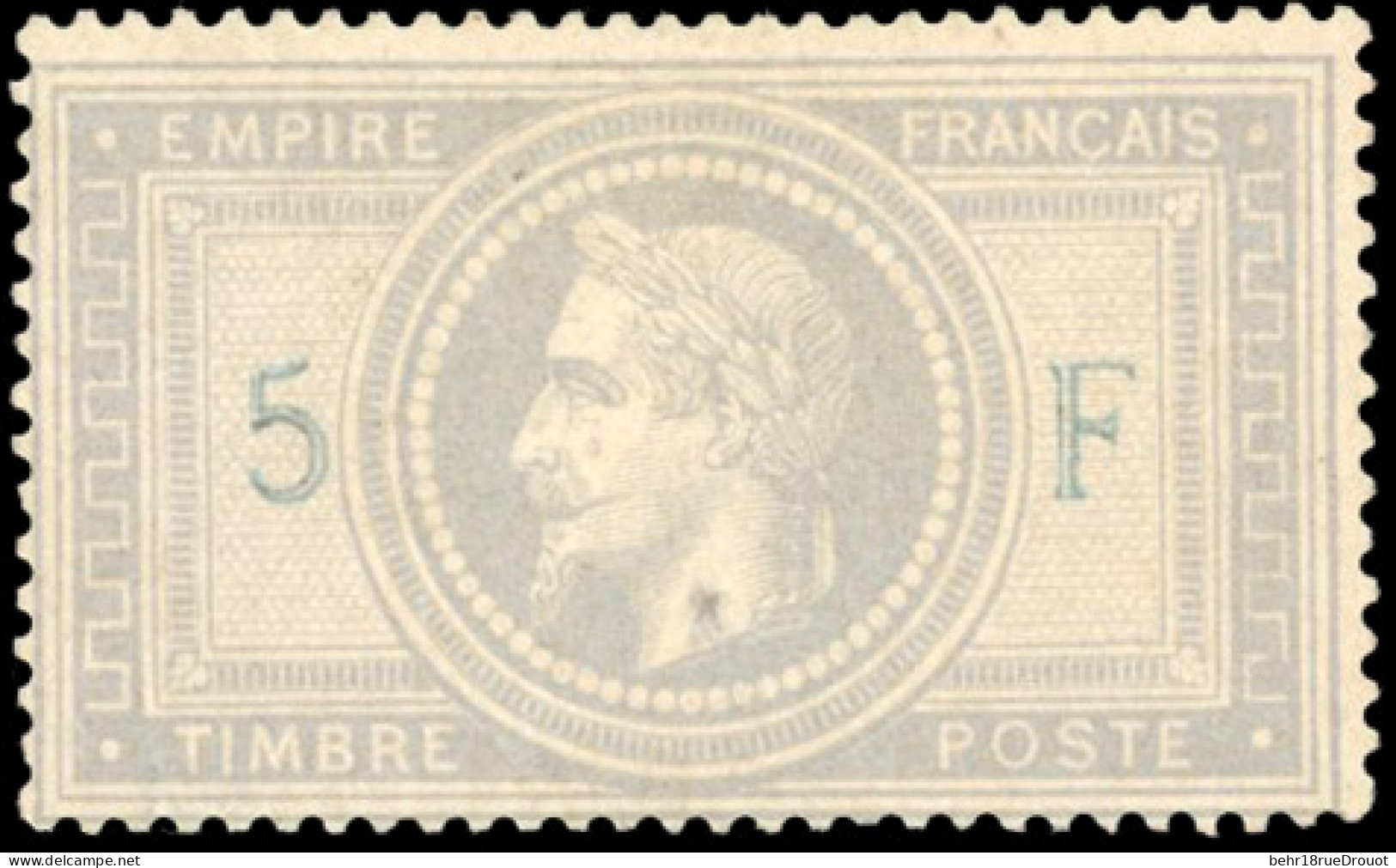 * 33A - 5F. Violet-gris. "5" Et "F" En Bleu. Impression En 2 Passages. Signé Thiaude. B. - 1863-1870 Napoléon III Lauré