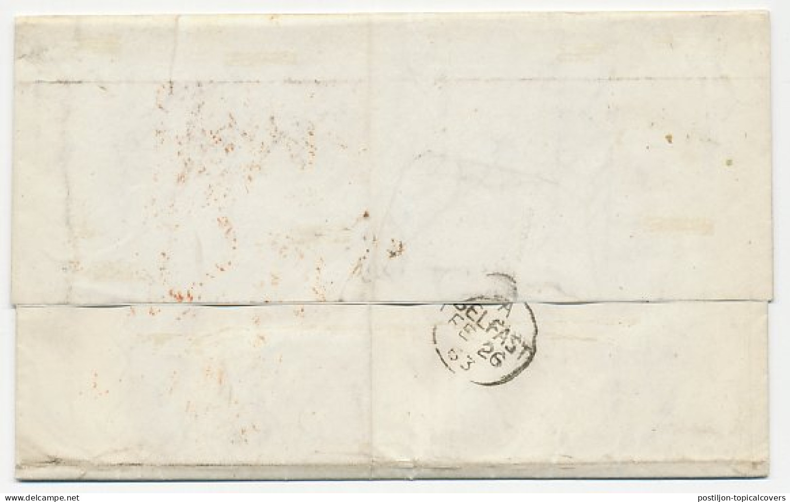 Em. 1852 Rotterdam - Londen - Belfast - Ierland - Lettres & Documents