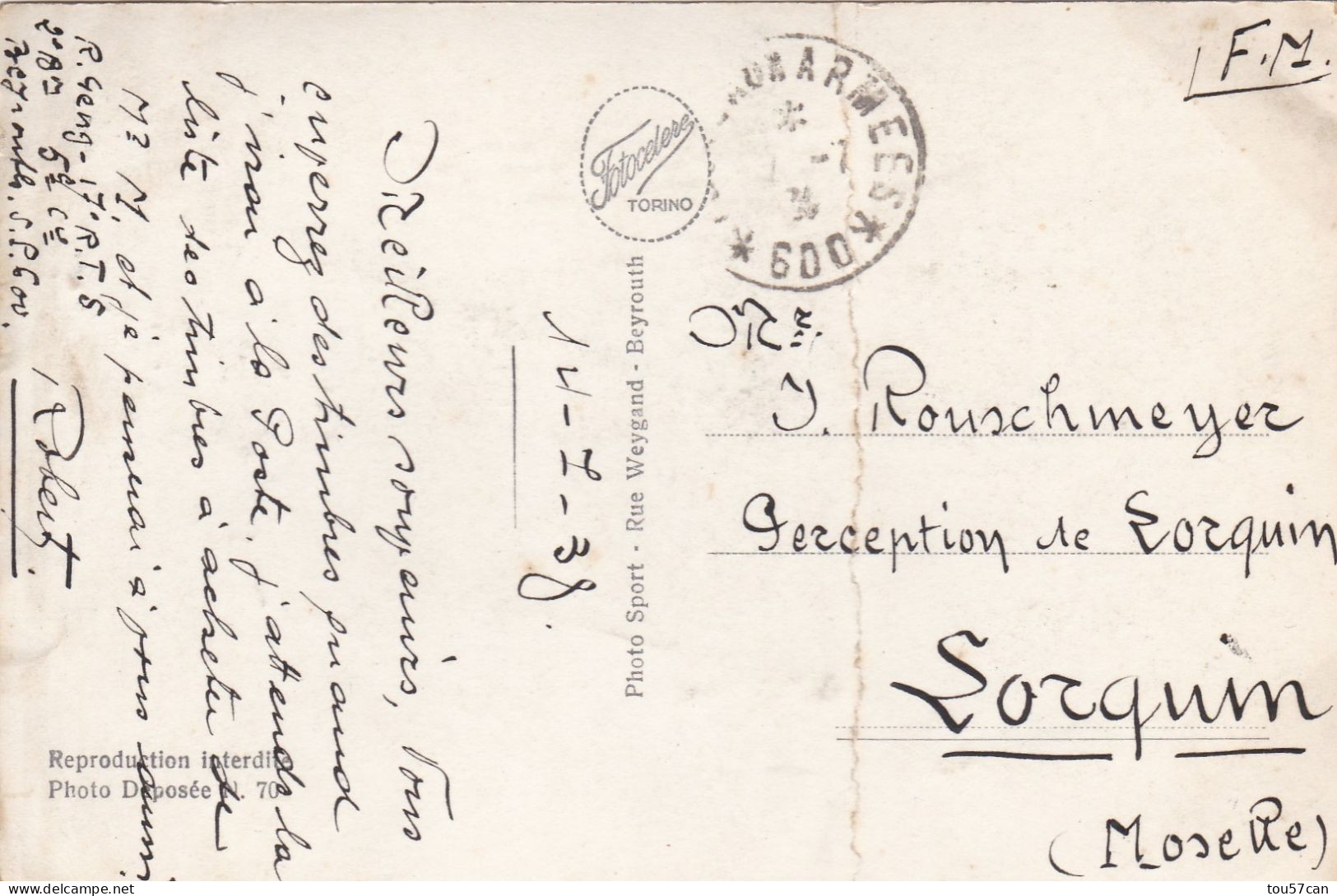 BEYROUTH  - LEBANON  -  LIBAN   -   OLD  POSTCARD  FROM  1938  -  RUE ALLENBY - Liban
