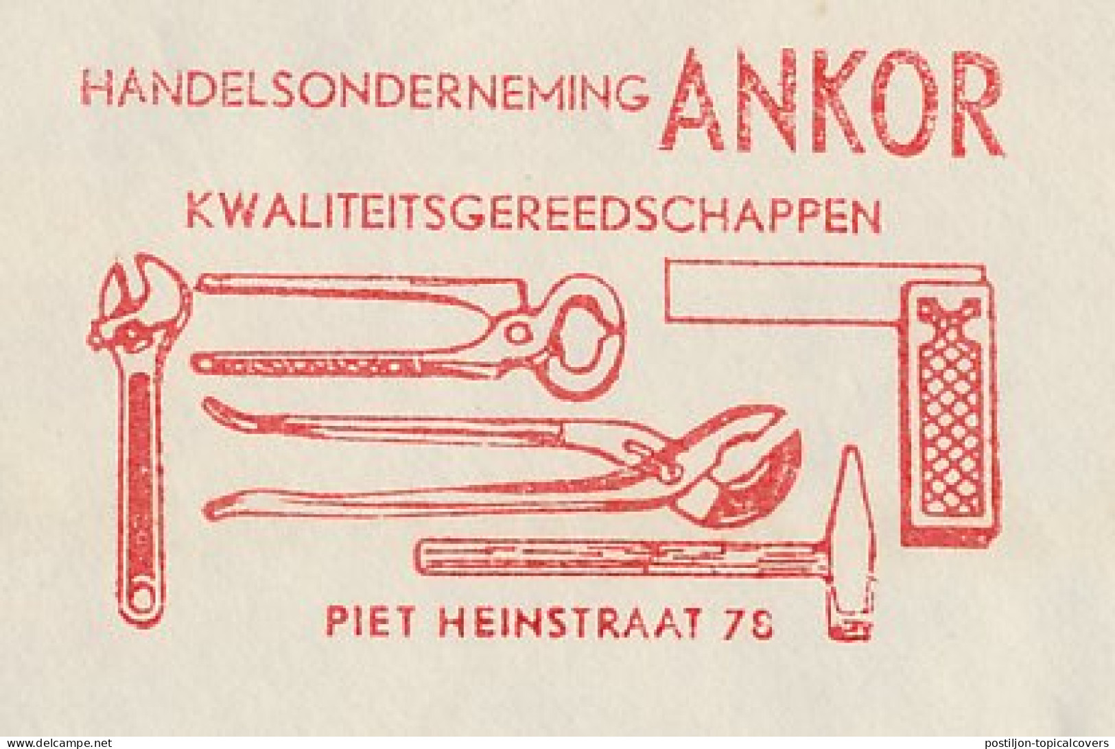 Meter Cover Netherlands 1960 Tools - Hammer - Plies - Bahco - Altri & Non Classificati