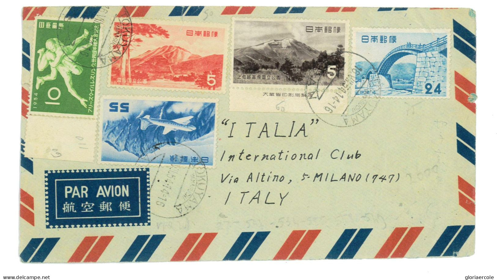 P2950 - JAPON, 1954, COVER TO ITALY, NICE AND CLEAN. - Brieven En Documenten