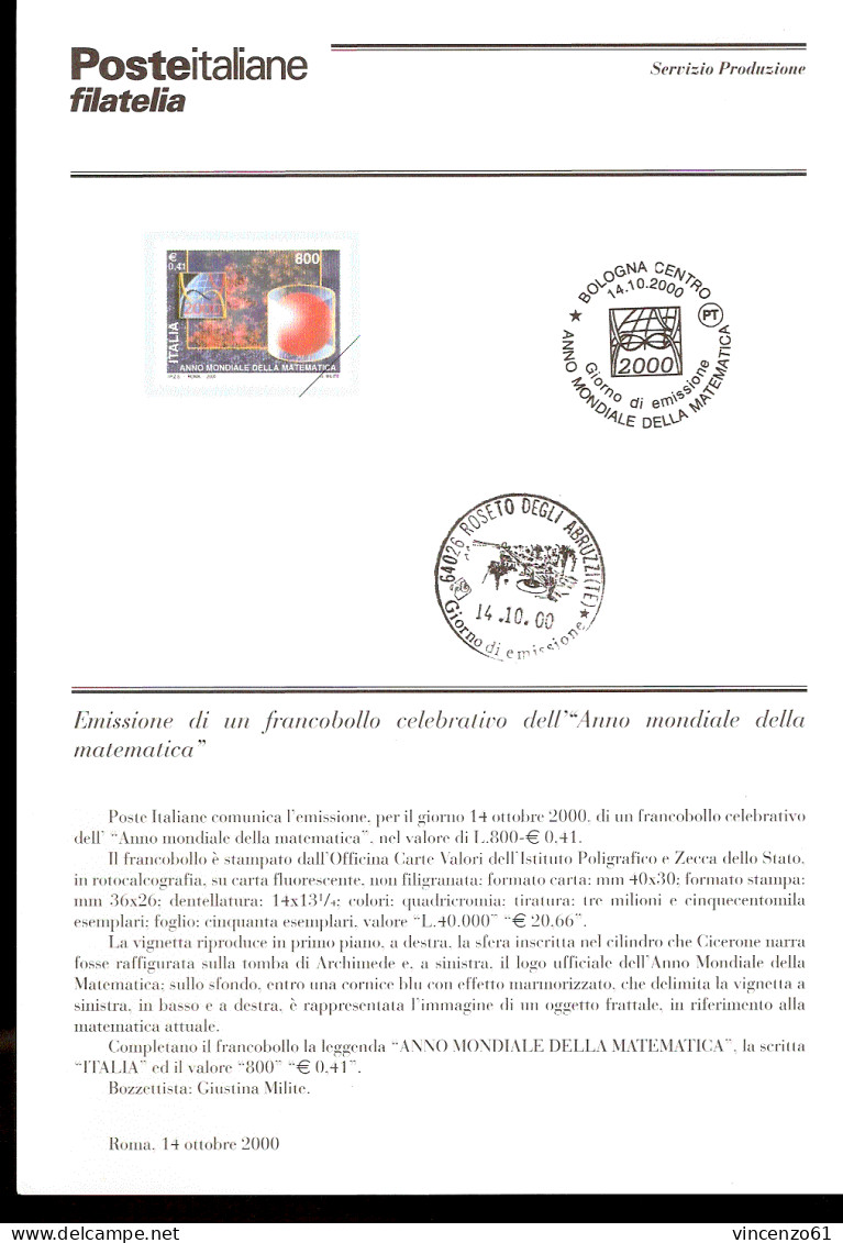 2000 Bollettino Anno Mondiale Della Matematica. - Autres & Non Classés