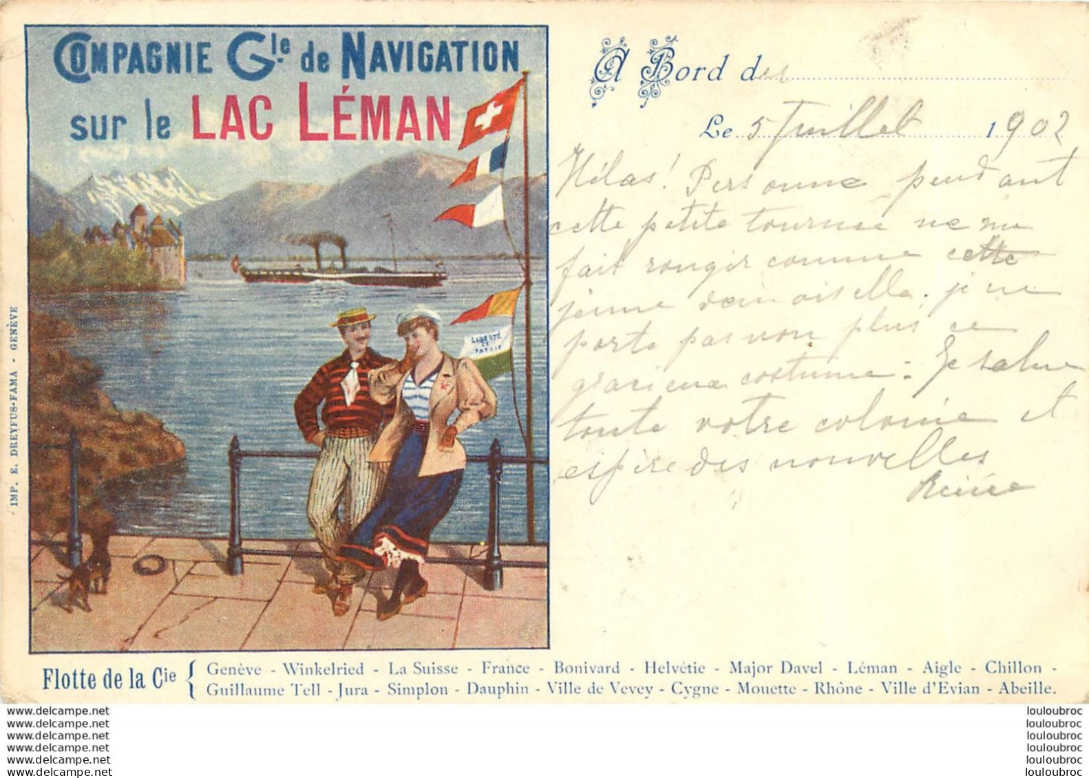 COMPAGNIE GENERALE DE NAVIGATION SUR LE LAC LEMAN  VOYAGEE EN 1902 - Other & Unclassified