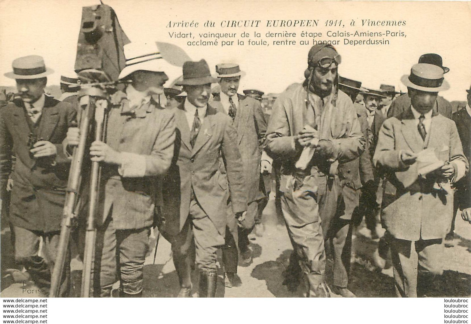 ARRIVEE DU CIRCUIT EUROPEEN 1911 A VINCENNES VIDART PILOTE VAINQUEUR DE LA DERNIERE ETAPE ET PHOTOGRAPHE - Demonstraties