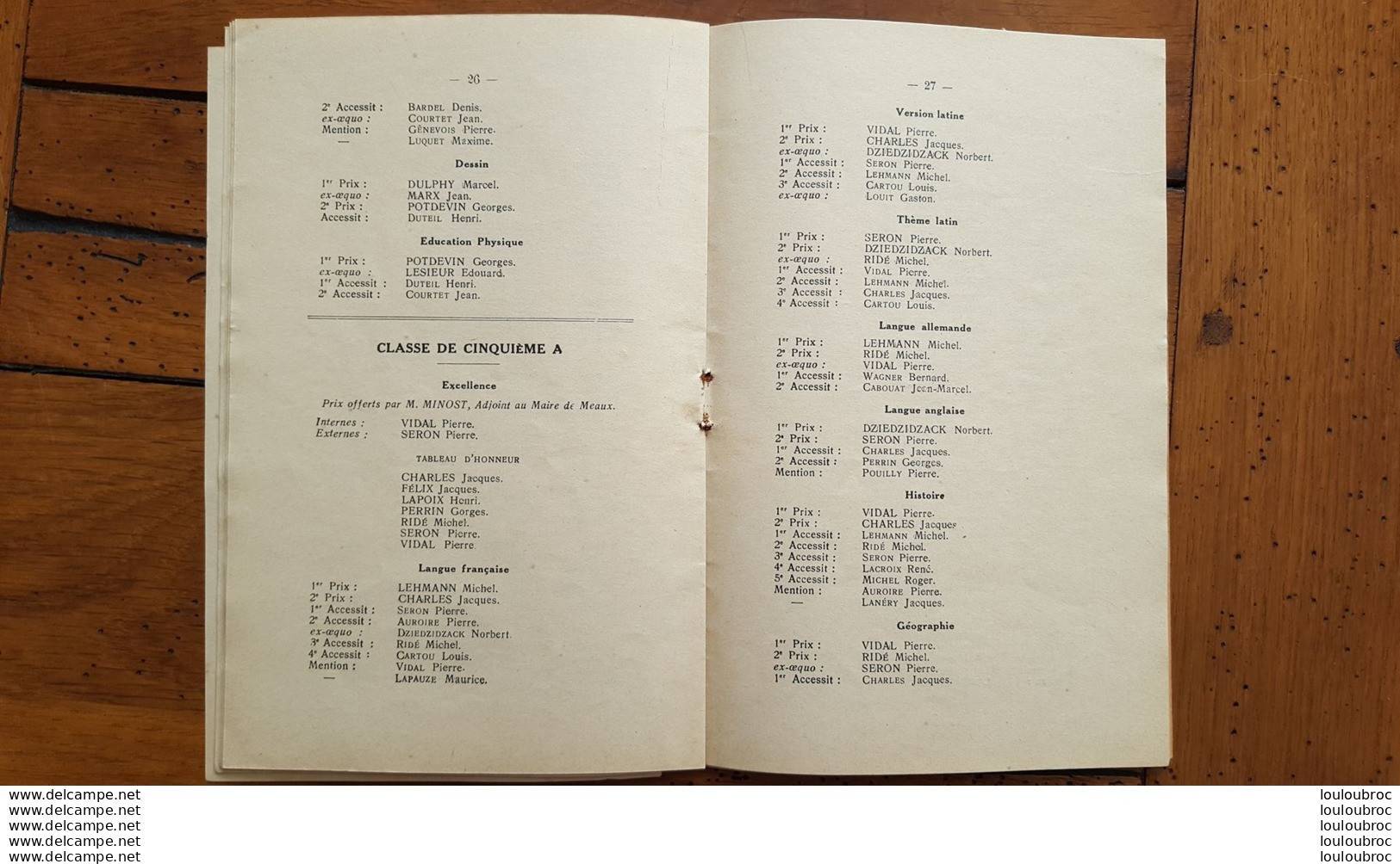 COLLEGE DE MEAUX DISTRIBUTION SOLENNELLE DES PRIX 1936 LIVRET DE 47 PAGES AVEC TOUS LES NOMS - Historical Documents