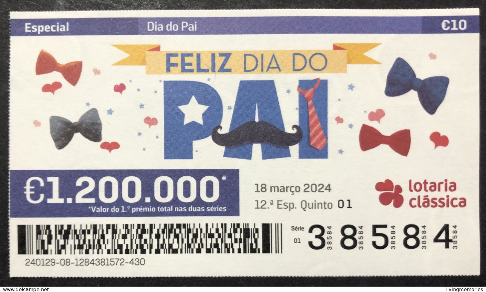 116 P,  Lottery Tickets, Portugal, « DIA DO PAI », « FATHER'S DAY », 2024 - Billets De Loterie