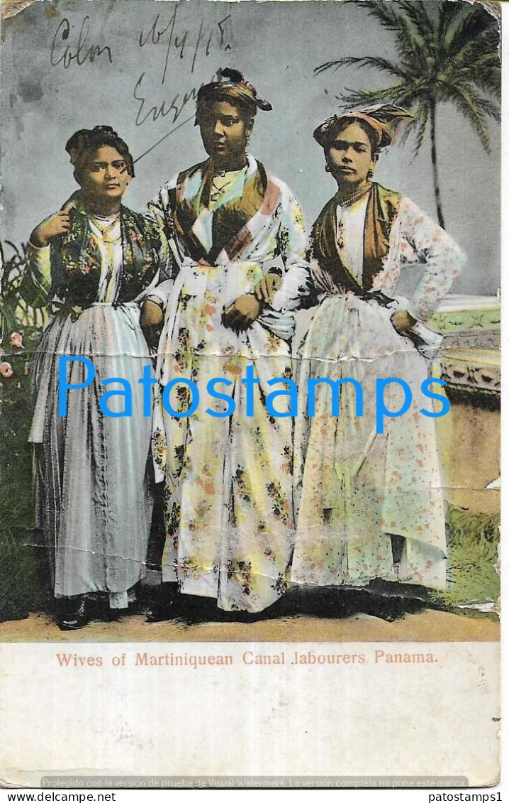 226119 PANAMA CANAL LABOURERS WIVES OF MARTINIQUEAN COSTUMES WOMAN'S BREAK POSTAL POSTCARD - Panama