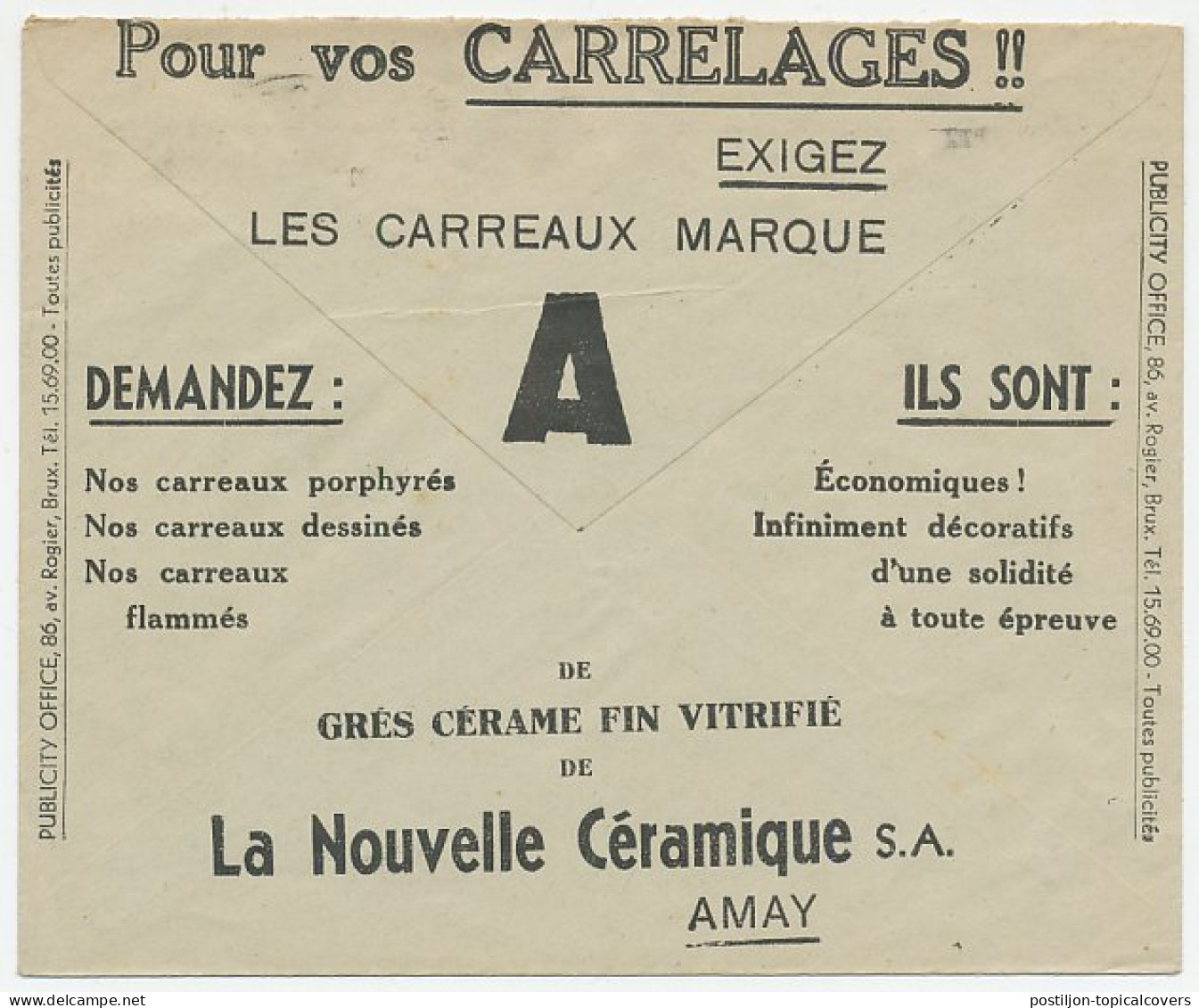 Postal Cheque Cover Belgium 1933 Tiles - Altri & Non Classificati