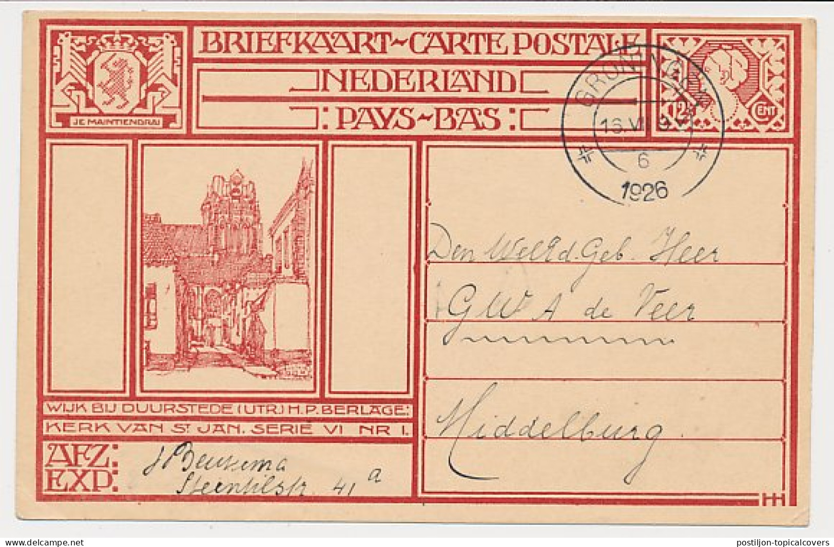 Briefkaart G. 199 I ( Wijk Bij Duurstede ) Groningen 1924  - Postal Stationery