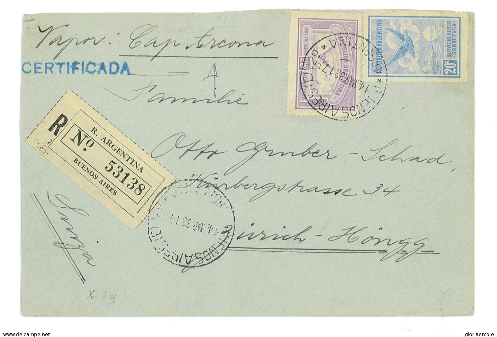 P2951 - ARGENTINA, 1933, NICE CLEAN LETTER TO ZÜRICH, VIA SEA USING AIR MAIL STAMPS!! - Covers & Documents