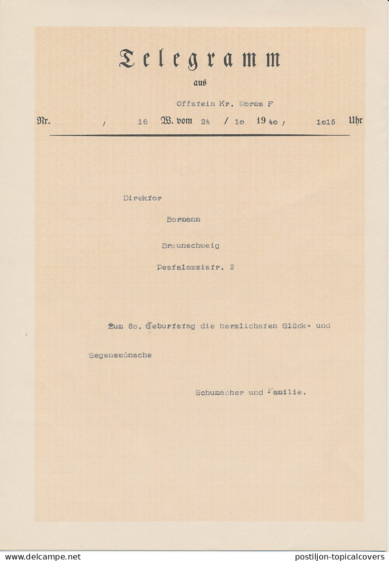 Telegram Germany 1940 - Schmuckblatt Telegramme Four Seasons - Fruits - Flowers - Easter Eggs - Clima & Meteorología